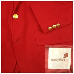 Vtg Stanley Blacker Red Wool Blazer 40R Classic Fit